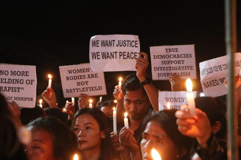 Kuki community from across Nagaland gathered at Ahthibung town in Peren district for the ‘candle light vigil and solidarity prayer’ on July 26.